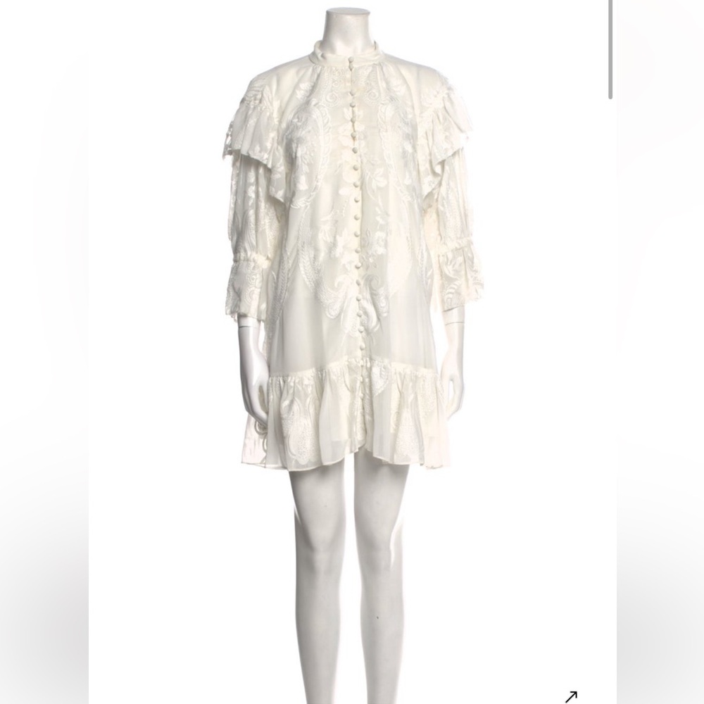 Alice + Olivia White Ruffled Dress Size S US 4